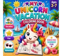 Unicorn Beach Vacation Coloring Book for Kids Ages 3-7: Beach Scenes, Cute Animals & Water Fun | Easy Coloring Pages for Toddlers, Preschoolers & Young Children
