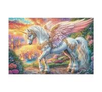 Unicorn before Burning City at Sunset Puzzle 1000 Pezzi Rompicapo Per Team Building Attività Di Gruppo Collaborazione E Divertimento Regalo Festa Aziendale 1000 PCS