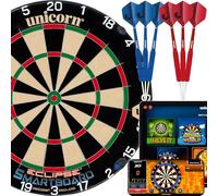 Unicorn Bersaglio elettronico | Eclipse Smartboard | Setola tradizionale in sisal | si collega all'app Bluetooth Scorebuddy | include 6 freccette con punta in acciaio