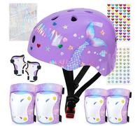 Unicorn Castle - Casco da bici per bambini dai 3 agli 8 anni, set di protezioni per ginocchiere, gomitiere, polsi, per scooter, skateboard, bicicletta
