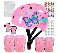 Unicorn Castle - Casco da bici per bambini dai 3 agli 8 anni, set di protezioni per ginocchiere, gomitiere, polsi, per scooter, skateboard, bicicletta