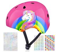 Unicorn Castle Kids Casco Bici Bambino con Adesivi Fai Da Casco Bambino per Monopattino Skateboard Mtb Bicicletta Scooter Pattini a Rotelle