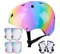 Unicorn Castle Set di Casco Protezione Bambini con Casco Regolabile Ginocchiere Gomitiere e Polsiere per Skateboard Pattini in Linea Bicicletta Protezione Bambina(3-8 Anni)
