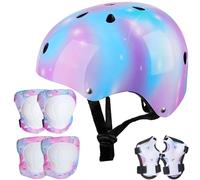 Unicorn Castle Set di Casco Protezione Bambini con Casco Regolabile Ginocchiere Gomitiere e Polsiere per Skateboard Pattini in Linea Bicicletta Protezione Bambina(3-8 Anni)