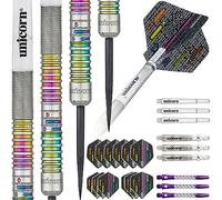 Unicorn James 'The Machine' Wade Code - Set di Freccette con Punta in Acciaio, Corpo in tungsteno Naturale al 90% con Accenti in Titanio Multicolore, 22 g