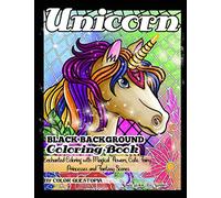 Unicorn Coloring Book - BLACK BACKGROUND - Mosaic Color By Number Enchanted Coloring with Magical Flowers, Cute Fairy Princesses and Fantasy Scenes: Kawaii Coloring Books
