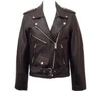 UNICORN Donne Autentico Vera Pelle Giacca Classico Stile Biker Brando Nero #B3 Dimensione 44 (18)