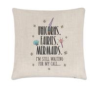 Unicorn Fate Sirene Waiting Per My Call Lino Copricuscino - Cuscino Divertente