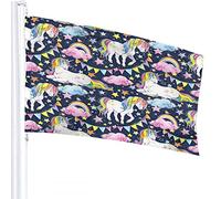 Unicorn Flag 3x5 FT Cute Animal Horse with Rainbow Hair Tail Flags Cloud Stars Outdoor Flags Large Welcome Yard Banners Home Garden Yard Lawn Decor