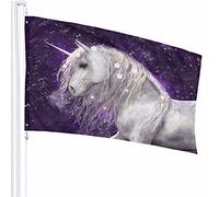 Unicorn Flag Decor 3x5 Ft Horse Animal Elegance Furry Floral Hair Fall Magic Fantasy Testa Poliestere Motivo stampato Decorazioni per esterni per case e giardini