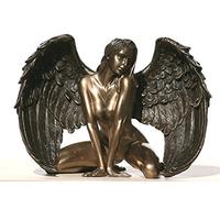 Unicorn Freccette Alato Inginocchiato Nudo Donna Donna Statua Bronzata Finitura