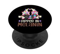 Unicorn Gnome For Black Pride Women Dipped In Melanin PopSockets PopGrip Adesivo