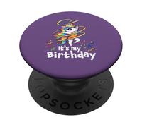 Unicorn Gymnast It's My Birthday Girl Rhytmic Ribbon PopSockets PopGrip Adesivo