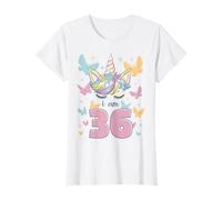Unicorn I'm 36 Years Butterflies Birthday 36 Years Maglietta