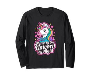 Unicorn Nurse Magical Nurse by Day Professione Arte Maglia a Manica
