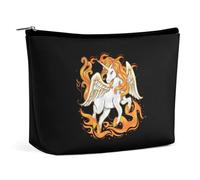 Unicorn on Fire Borsa per il trucco Borsa per cosmetici da viaggio portatile Grande borsa con cerniera Borsa organizer in pelle PU Borsa da toeletta