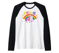 Unicorn Pre-K Here I Come Back to School Girls Kids Maglia con Maniche Raglan