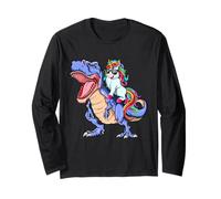 Unicorn Riding T Rex Dinosaur Mgical Unicorn Squad Rainbow Maglia a Manica