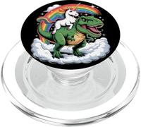 Unicorn Riding T-Rex Dinosauro Ragazze Ragazzi Donne Uomini Arcobaleno PopSockets PopGrip per MagSafe