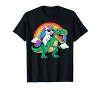 Unicorn Riding T-Rex Dinosauro Rainbow Trex Saurus Fantasy Maglietta