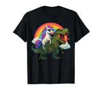 Unicorn Riding T-Rex Mitico Preistorico Rainbow Trex Kids Maglietta