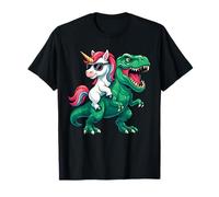 Unicorn Riding T-Rex Mitico Preistorico Rainbow Trex Kids Maglietta