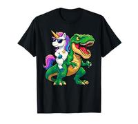 Unicorn Riding T-Rex Mythical Fantasy Dinosauro Arcobaleno Maglietta