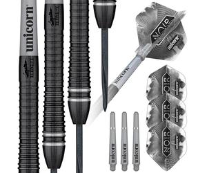 Unicorn Set di freccette con punta in acciaio | Gary 'The Flying Scotsman' Anderson Noir Organic Phase 6 | corpo in tungsteno al 90% con rivestimento in titanio nero | Punti volute in acciaio | 21 g |