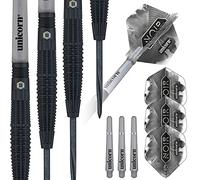 Unicorn - Set di Freccette | Noir Style 2 | 90% tungsteno con Rivestimento in Titanio Nero e Punte a Volute Nere | Punta in Acciaio | 23 g