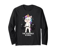 Unicorn Struggle Is Real Lifting Deadlift Gymrats Uomini Donne Maglia a Manica