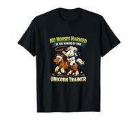 Unicorn Wrangler Horse Trainer Cartoon Equestre Maglietta