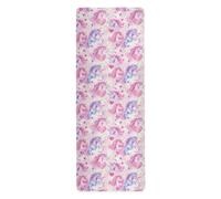 Unicorni Acquerello Cuore San Valentino yoga tappetino da viaggio per esterno stampato, antiscivolo, asciugamano caldo yoga con borse tapete para ejercicio 180,3 x 66 cm