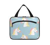 Unicorni Blu Cartoon Hanging Item Borsa da viaggio con gancio, Designer Kit da barba impermeabile per Viaggi Must Travel envase para Perfume de L
