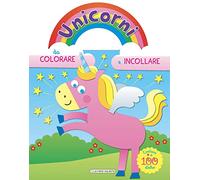 Unicorni da colorare e attaccare. Azzurro. Con adesivi