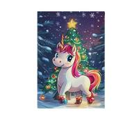 Unicorni di Natale alla vigilia di Natale con bellissimo albero di Natale bandiere da giardino per casa su entrambi i lati decorazione esterna per la casa striscione cortile prato decorazione per