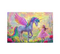 Unicorni magici e fate arcobaleni, fiori 1000 pezzi puzzle per adulti puzzle in legno per adulti regali decorazione casa