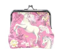 Unicorni Rose Peach Donne In Pelle Portamonete Borse Borse Portamonete Portatile Card Key Organizer per Uomo Donna Viaggio