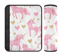 Unicorni San Valentino Cuore 2 Pack seggiolino auto Strap & Belt Covers, Più Comfort Guida, seggiolino auto Spalline per la maggior parte delle auto SUV 25,4 x 19,6 cm funda para cinturón de carro