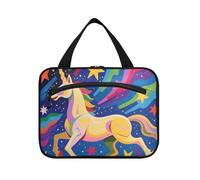 Unicorni Stelle Dopamina Colore Hanging Travel Bag Kit da toilette con gancio, Designer Unisex Grande Capacità Makeup Bag per Accessori per le Donne Viaggio bolso para maquillaje L