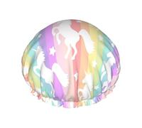 Unicorni su strisce colorate cuffie da doccia da donna riutilizzabili grande cuffia da doccia da uomo Quick dry cura capelli lunghi corti bambini bagno