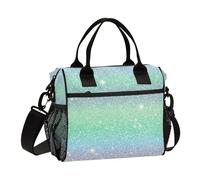 Unicorni Verde Gradiente Stellato Glitter Borsa Pranzo Regolabile con Tracolla Isolato Borsa Pranzo per gli Uomini per il Lavoro bolsos para la comida