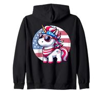 Unicorno 4 luglio American Independence Day USA Patriotic Felpa con Cappuccio