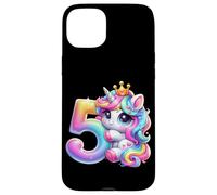 Unicorno 5° compleanno design per ragazze amanti degli unicorni Custodia per iPhone 15 Plus