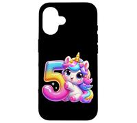 Unicorno 5° compleanno design per ragazze amanti degli unicorni Custodia per iPhone 16