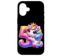 Unicorno 5° compleanno design per ragazze amanti degli unicorni Custodia per iPhone 16