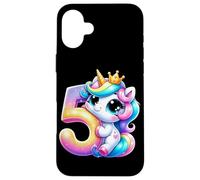 Unicorno 5° compleanno design per ragazze amanti degli unicorni Custodia per iPhone 16 Plus