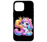 Unicorno 5° compleanno design per ragazze amanti degli unicorni Custodia per iPhone 16 Pro Max
