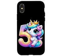 Unicorno 5° compleanno design per ragazze amanti degli unicorni Custodia per iPhone X/XS