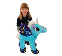 Unicorno 50 cm Grande Peluche in Piedi Pony Cavallo Blu per Bambini Ragazzi