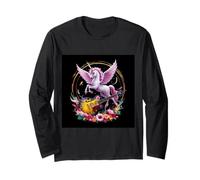 Unicorno ala musicale con chitarra e fiori Maglia a Manica